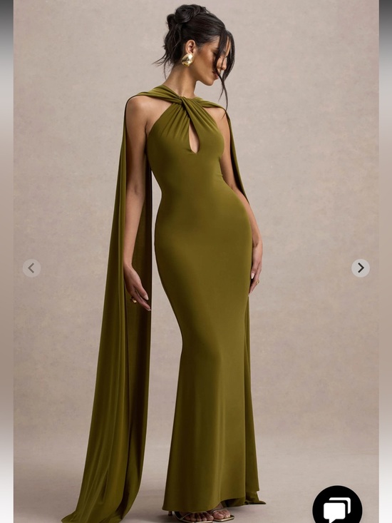 Club L London Dresses & Skirts - RHODA
Green Twist Halter-Neck Cape Maxi Dress